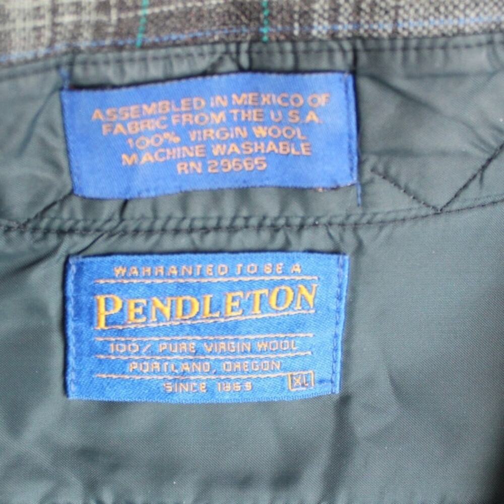 Vintage Pendleton Wool Shirt Mens XL Gray Shadow Plaid Pearl Snap Western - Picture 3 of 9